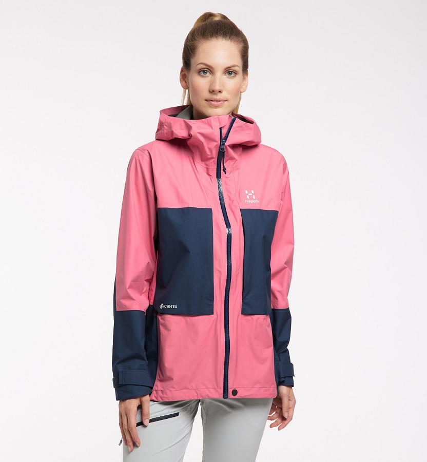 Haglöfs Roc Spire GTX Ski Jacket Pink/Dark Blue For Womens AJPUR6940 Australia